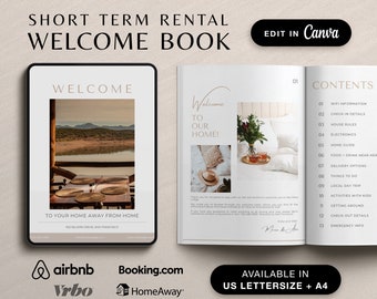 Airbnb Welcome Book Template, Short Term Rental Vacation Rental Template, House Host Manual Guidebook Template, Guest Book Canva Template