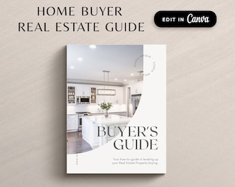 Guide de l'acheteur immobilier, Kit de l'acheteur immobilier, Guide de l'acheteur d'une maison, Canva, Lot de modèles de marketing immobilier, Image de marque pour agent immobilier, Canva