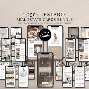 Real Estate Textable Card Bundle, Realtor Marketing Canva Templates, Realtor Digital Business Branding Kit, Open House Text Message Template