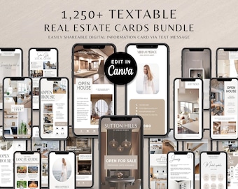 Real Estate Textable Card Bundle, Realtor Marketing Canva Templates, Realtor Digital Business Branding Kit, Open House Text Message Template