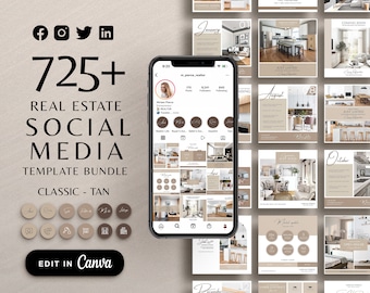 Aesthetic Real Estate Instagram Templates, Real Estate Bundle, Realtor Marketing Kit, Branding Bundle, Real Estate Social Media Canva Pack