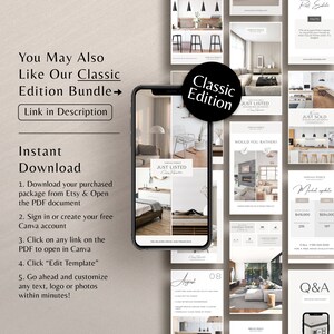 May include: A phone screen displaying a social media post for a real estate agent. The post features a photo of a modern living room with a white couch and a coffee table. The text on the post reads "Just Listed" and includes the address of the property. The post also includes a call to action to contact the agent.