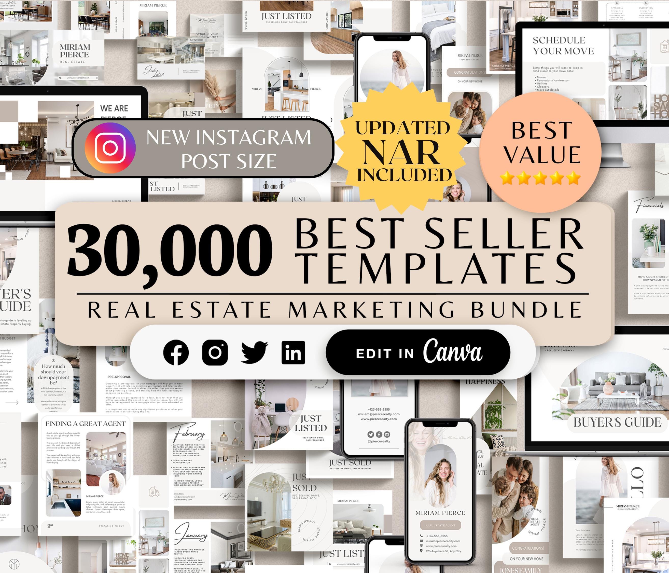 30,000+ Real Estate Templates, Real Estate Marketing, Social Media Instagram Bundle, Listing Presentation, Realtor NAR, Business Cards