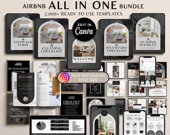Modèle d'offre groupée hôte Airbnb pour livre de bienvenue Modèle Airbnb, enseignes Airbnb modifiables, listes de contrôle de nettoyage, imprimés Airbnb, ensemble hôte VRBO
