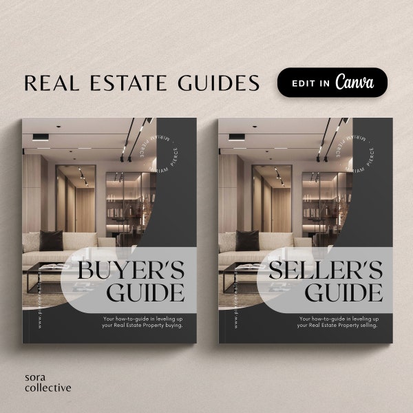 Guide de l'acheteur et du vendeur immobilier, paquet de l'acheteur de l'agent immobilier et vendeur, guide imprimable Canva de l'acheteur de maison, ensemble de modèles de marketing immobilier