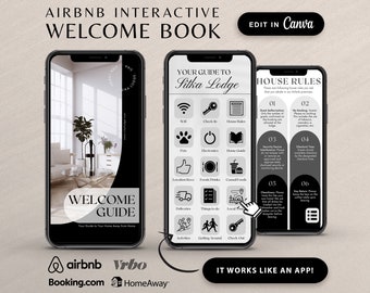 Digital Airbnb Welcome Book Airbnb Template Canva, Modern Welcome Guide for Cottage, Cabin, Beach House Manual, Vacation Rental, Mobile PDF
