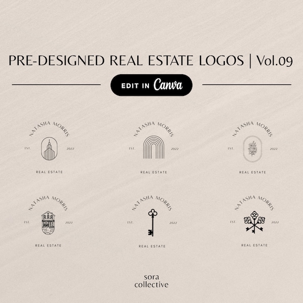Marketing Business Logo Design, Real Estate Logos, Pre-made Real Estate Logos, Realtor Branding, Simple Realtor Logo Design, Editable Logos
