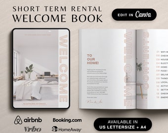 Airbnb Welcome Book Template, Printable Airbnb guidebook, Short Term Rental Guest Book, Welcome Book for Vacation Rental, Airbnb signs, VRBO