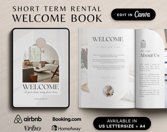 Airbnb Welcome Book Template, House Host Manual Guidebook Template, Guest Book Canva Template, Wifi Sign, Vrbo Vacation Rental Template