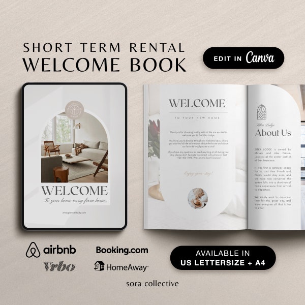 Plantilla de libro de bienvenida de Airbnb, plantilla de guía del manual del anfitrión de la casa, plantilla de Canva del libro de visitas, señal de Wifi, plantilla de alquiler de vacaciones de Vrbo