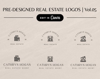 Immobilienlogos, vorgefertigte Immobilienlogos, Makler-Branding, Makler-Branding, einfaches Makler-Logo-Design, bearbeitbare Logos, Marketing