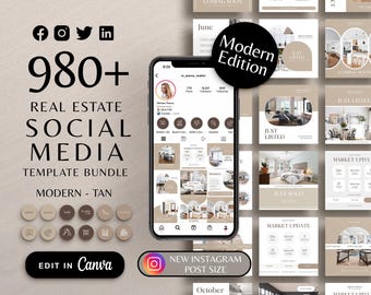 美しい不動産Instagramテンプレート、不動産マーケティングバンドル、不動産業者マーケティングキット、ブランディングバンドル、ソーシャルメディアFacebook Canva