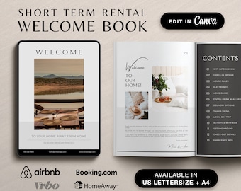 Airbnb Welcome Book Template, House Host Manual Guidebook Template, Guest Book Canva Template, Short Term Rental Vacation Rental Template