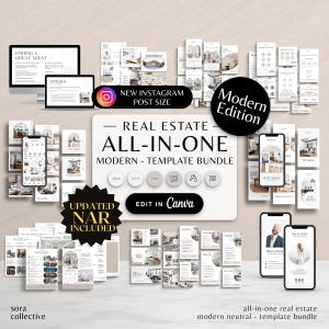 All-In-One Modern Real Estate Marketing Bundle, Real Estate Social Media, Real Estate Instagram Post, Buyer Seller Guide, Buyer Agent
