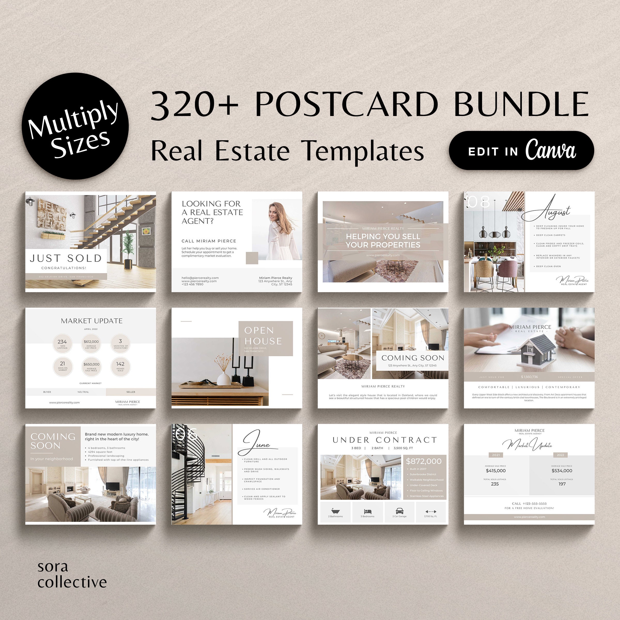 Real Estate Postcard Bundle Template, Realtor Business Cards Marketing, Open House Flyer, Luxury Real Estate Agent, Canva Marketing, EDDM