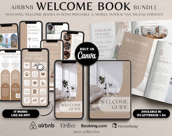 Digital Airbnb Welcome Book, Welcome Book Mobile Template, Digital Editable Guest Book, Canva Airbnb Guidebook, VRBO, Vacation rental
