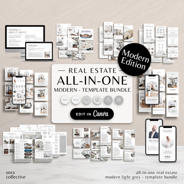 All-In-One Modern Real Estate Bundle, Instagram Marketing Plan Templates, Real Estate Branding Social Media Realty One Group Template