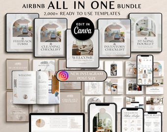 Airbnb Host Bundle Welcome Book Airbnb template, Editable Airbnb Signs, Cleaning Checklists, Airbnb Printables, VRBO host, Instagram Post