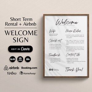 Airbnb Beach House Welcome Sign, Editable Vacation Rental Signage ...