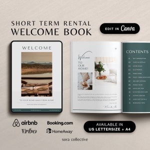 Airbnb Welcome Book Template, Airbnb Guest Book, Vacation Rental Welcome Book, VRBO Welcome Sign, Editable House Manual, Rental Guidebook
