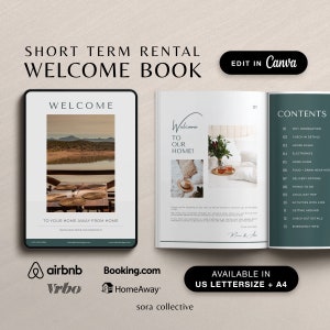 Modèle de livre de bienvenue Airbnb, livre de bienvenue de location de vacances, livre de bienvenue VRBO, livre dor Airbnb modifiable, manuel de la maison, guide de bienvenue Canva image 1