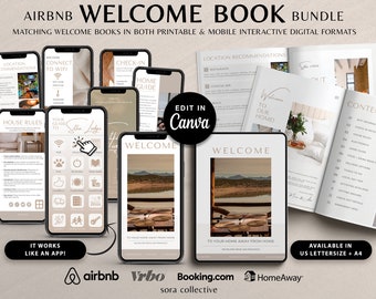 Airbnb Digital Welcome Book Mobile Template, Editable Guest Book, Canva Guidebook Host Template, VRBO Short term Vacation rental, Airbnb