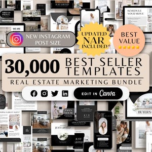 Über 30.000 Grundbesitz-Vorlagen, Instagram-Bundle für Verkäufer, Realtor Instagram Post
