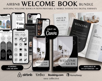 Digital Airbnb Welcome Book Airbnb Template Canva, Modern Welcome Guide for Cottage, Cabin, Beach House Manual, Vacation Rental, Mobile PDF
