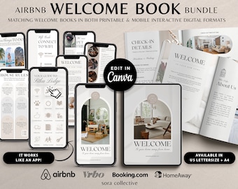 Airbnb Welcome Book Canva Template: Interactive Host Guide Bundle