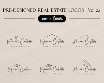 Realtor Logo, Branding Template, Real Estate Logo, Luxury Modern Minimalistic Pre-made Editable Canva House Calligraphy Scripture Logo