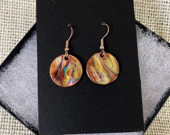 Flame Colored Penny Earrings