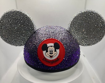 Custom Hand-Crafted Bedazzled Disney Mickey Ear Hat (Various Colors Available)