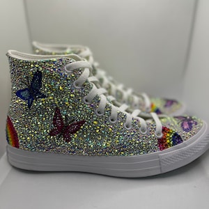 Hand-Bedazzled Custom High Top Chuck Taylor Converse All Star Sneakers