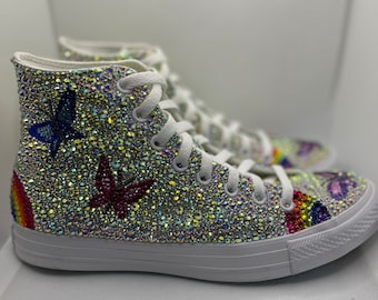 Hand-Bedazzled Custom High Top Chuck Taylor Converse All Star Sneakers