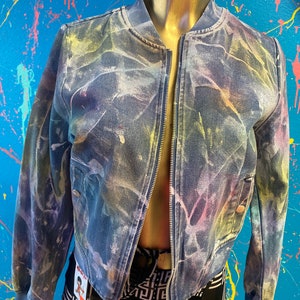 Aquarellfarbe Splash Jeansjacke