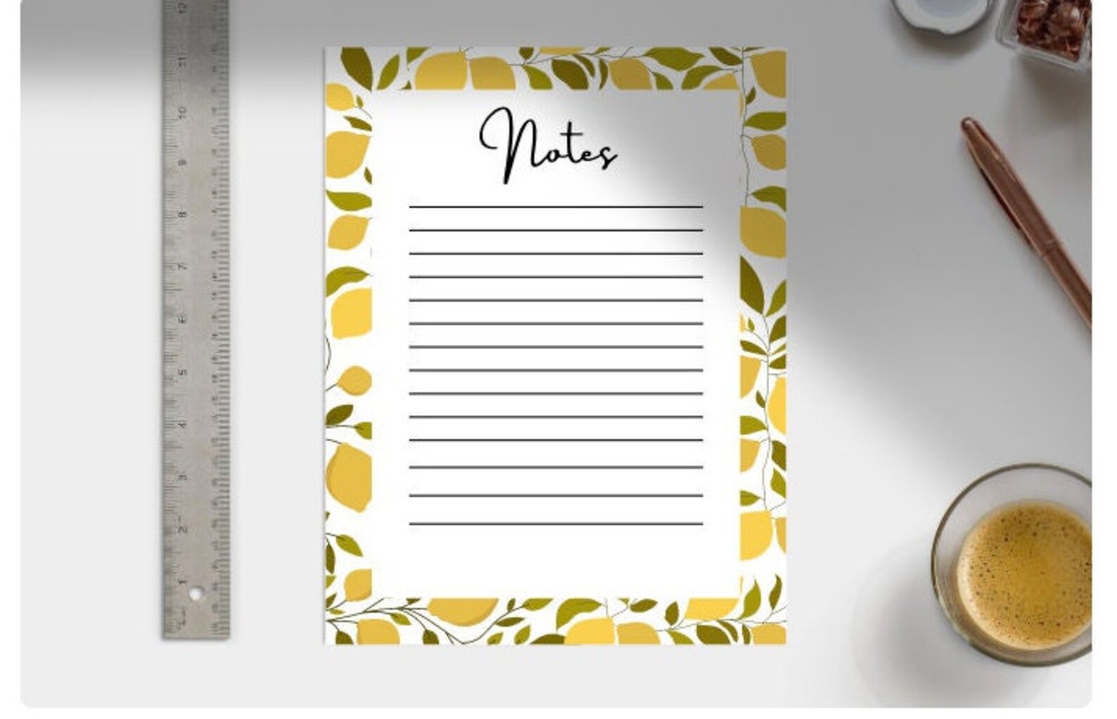 Lemon Printable Stationery Fruit Printable Stationary Paper | Etsy