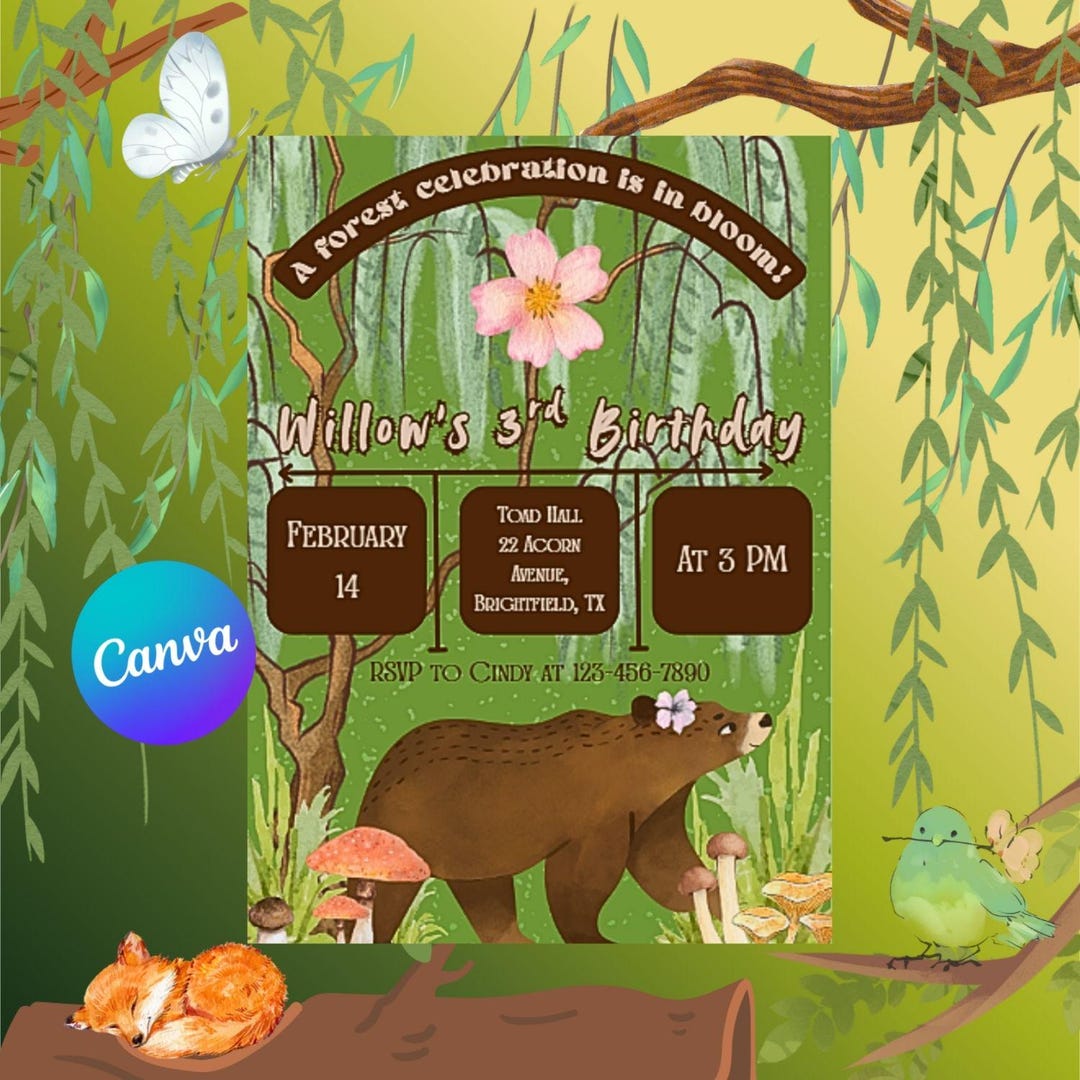 Forest Rave Invite Forest Birthday Party Invitation - Etsy