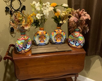 Ceramic Talavera Colorful Flower Vases - Set of 2 | Home Decor Floral Vases