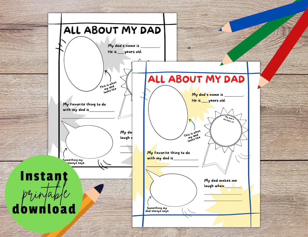 All About Dad Printable Gift | Fill in the Blanks - Etsy