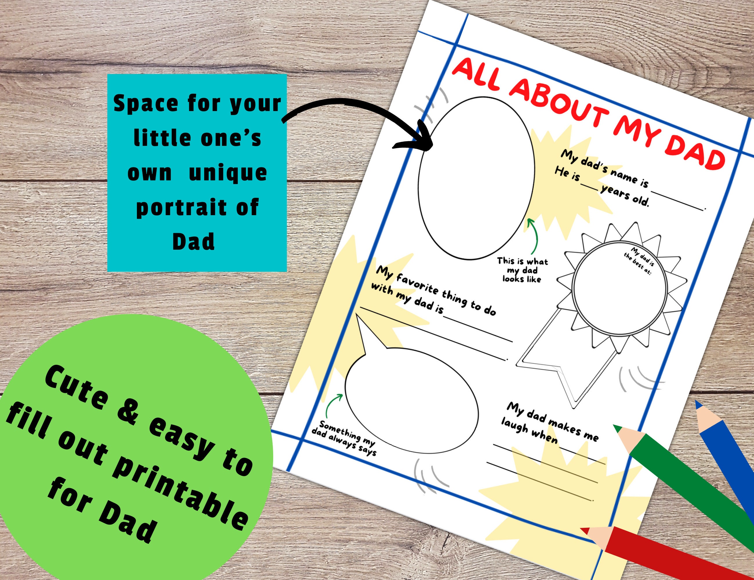 All About Dad Printable Gift | Fill in the Blanks - Etsy