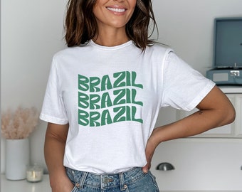 Brazil Shirt, Brazilian shirt, brazil souvenir, Brazilian gift, white Brazil travel shirt, Brasil gift, Brazil gift, Brazil tee shirt, BRL