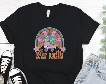 Roller skating shirt - Keep rollin' Tee - Roller skate tshirt - Let's keep rollin' - roller skates shirt - unisex tee - oversized tshirt