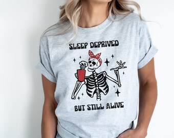 Funny mom shirt, tired mom shirt, mom shirt, funny skull tee, coffee tee, mom life shirt, new mom gift, mama needs coffee, mom coffee shirt