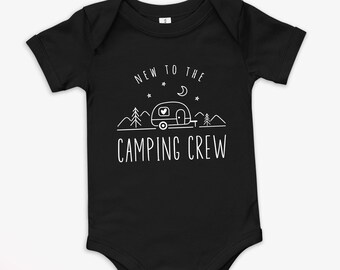 New to the camping crew baby bodysuit, Camper Baby Gift, Camper Mom Gift, Camping baby gift, camp baby shower gift, camping gift for Mom CMP