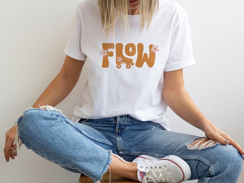 Flow tshirt, roller skating shirt, gift for skater, roller skate outfit, roller skate gift, go with the flow, roller dance, jam skating image 2