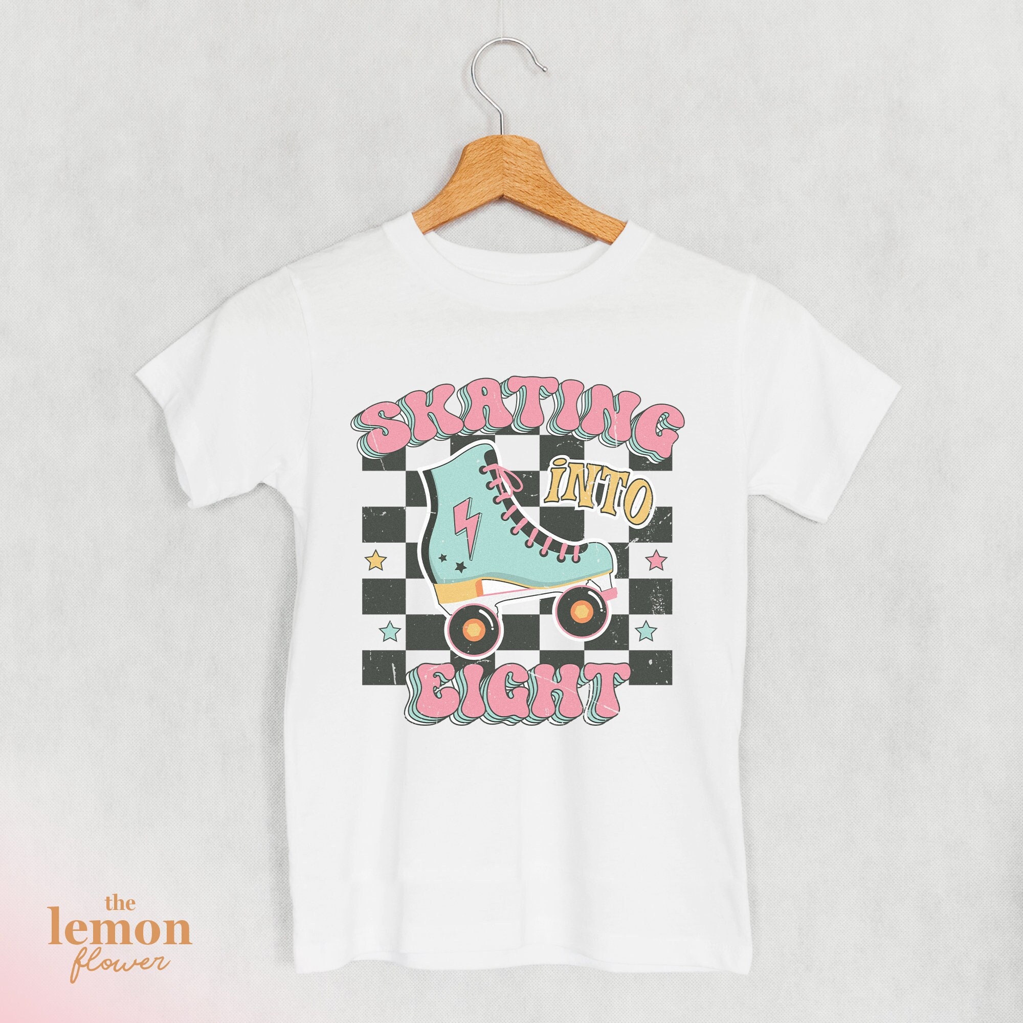 Skating into Eight Tee, Roller skate shirt, 8th birthday shirt, gift for 8 year old, gift for skaters, roller girl, Rolling into Eight, BTH