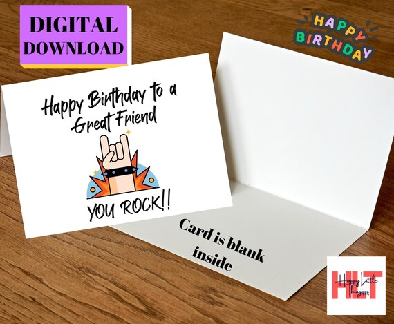 Printable Birthday Card Instant Download 5x7 Inch Card for - Etsy