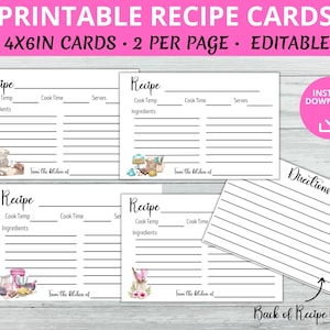 Recipe Template | Editable Recipe Card | 4X6 | Instant Download