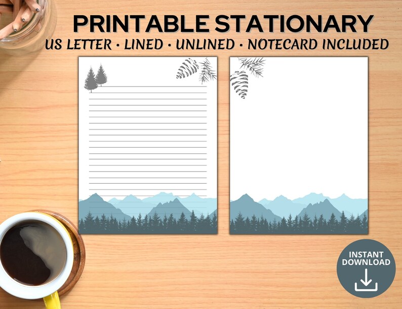 Printable Stationary Paper Notecard Instant Download - Etsy