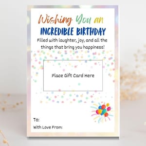 Happy Birthday Gift Card Holder | Printable Gift Card Holder | Editable Gift Card Holder